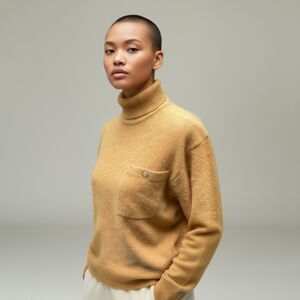 Vintage Mustard Yellow Lambswool Angora Turtleneck Sweater Size P/M 80s 90s